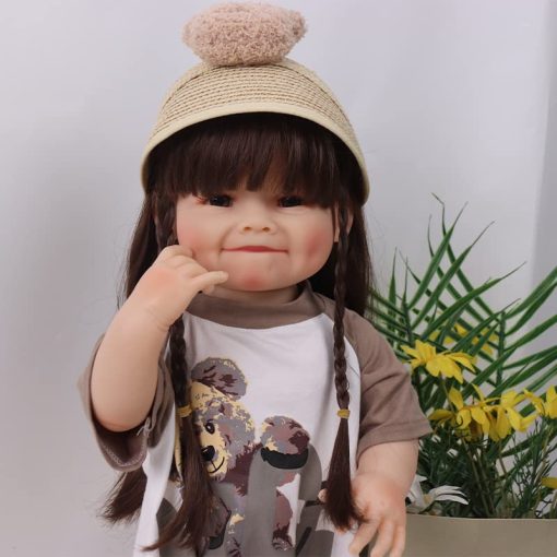 Munecas Realistas de Bebe Renacido Nina, 24 Pulgadas Cuerpo Suave Realista Munecas de Recien Nacido con Vestido Sombrero Pelo Trenzado, Accesorios de Cuerpo de Silicona de Bebe Realista para Ninas de 3+ Anos o Coleccion - Imagen 3