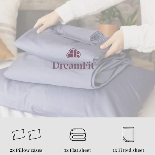 Juego de sabanas DreamFit DreamComfort 100% algodon de fibra larga con bandas elasticas en las esquinas con bolsillos extra profundos de hasta 20 pulgadas Ropa de cama de lujo estilo hotel fabricada en EE. UU. Juego de sabanas Full XL Blanco - Imagen 6