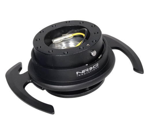 Kit Adaptador de Liberacion Rapida de Volante NRG Innovations NRG-SRK-700BK GEN 4.0, Cuerpo Negro/Aro Negro Con Asas & Patrones de Perno de 6x70 y 6x74mm
