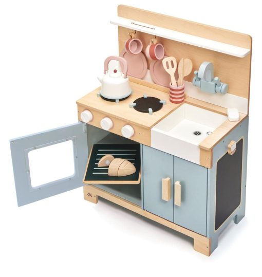 Tender Leaf Toys - Mini Cocina Casera - Cocinita de Madera Equipada con Accesorios para Juego de Imitacion - Desarrolla Habilidades Sociales, Creativas e Imaginativas - Juego de Rol Educativo - Edad 3+