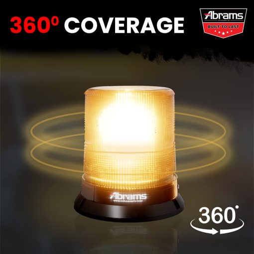 Abrams SAE Clase-1 StarEye 4" Pulgadas Cupula 12 LED Luz de Advertencia Estroboscopica Magnetica/Montaje Permanente para Vehiculos de Construccion - ambar - Imagen 8
