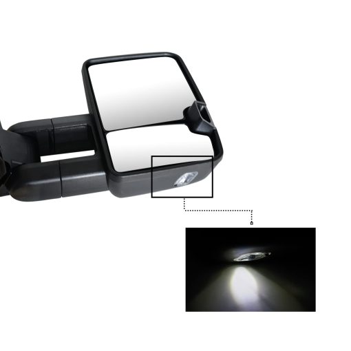 Espejos de remolque compatibles con Chevy Silverado Suburban Tahoe GMC Sierra Yukon 2003 04 05 2006 Espejo lateral con calefaccion y señales de giro, luz de liquidacion, luz de marcha (Juego de 2) - Imagen 6