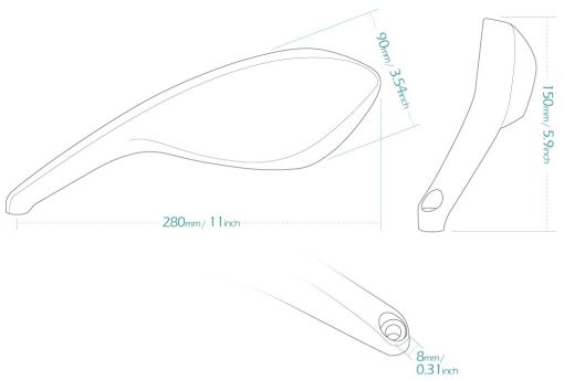 Espejo de Repuesto OEM KiWAV FD-264-2 compatible para Ducati Monster 696 08'~ Negro 1 Pieza Lado Izquierdo - Imagen 4