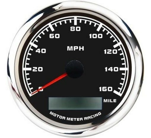 MOTOR METER RACING W Pro 85mm 3-3/8" Velocimetro GPS digital Odometro con sensor GPS 160 MPH Impermeable Dial negro LED blanco para coche camion barco marino yate motocicleta