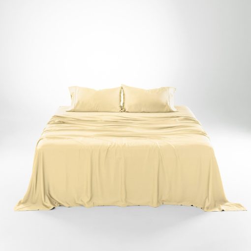 Juego de sabanas de tamano completo Olive + Crate Luxury Series 100% Tencel Eucalyptus - Juego de 4 piezas de sabanas super suaves y refrescantes, bolsillo profundo de hasta 16'', sabana ajustada y 2 fundas de almohada Crema de mantequilla - Imagen 4
