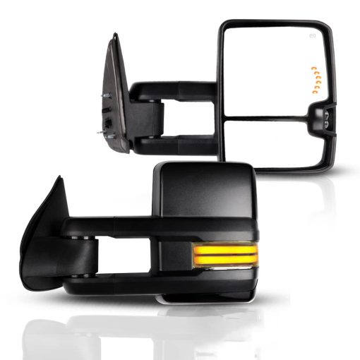 Espejos de Remolque ECCPP, Un Par de Espejos Exteriores Automotrices para 2003-2006 para Chevy Silverado para GMC Sierra con Luces Dinamicas de Running Arrow Signal Luces Reversibles Operacion Electrica Calefaccionadas