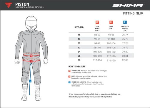 Pantalones de Moto para Hombres SHIMA Piston - Pantalones de Verano de Cuero y Malla con Paneles Elasticos, Protectores CE en Cadera y Rodillas (Negro, Talla 50) - Imagen 3
