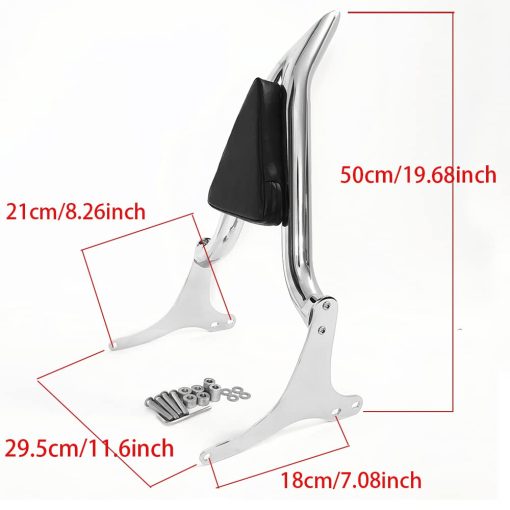 Respaldo para pasajero y cojin trasero cromado compatible con Harley Davidson Touring 1997-2008 Road King Electra Glide Street Glide Respaldo FLHR FLHX FLHT FLTR [20 pulgadas] - Imagen 4