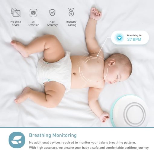 Monitor de bebe Lollipop (Algodon de azucar) - Camara inteligente full-featured con deteccion real de llanto con plan de suscripcion adicional de monitoreo de la respiracion / seguimiento del sueno (Accesorios gratuitos) (Prueba gratuita de 7 dias) - Imagen 2