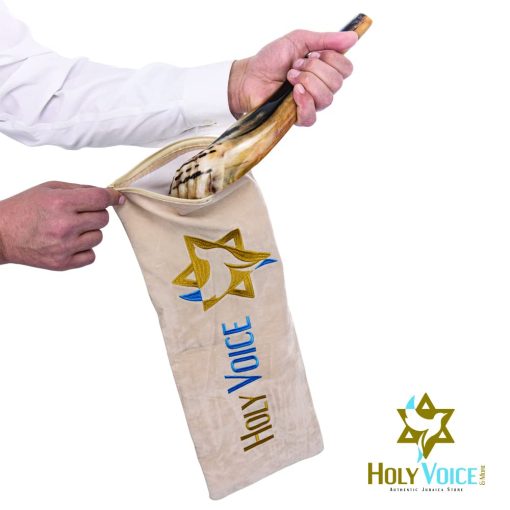 Shofar de Carnero Cachado Cachado de Israel Kosher Hecho a Mano ? 22"-24" Cuerno Musical con Bolsa de Shofar ? Regalos Judios Decorativos y Funcionales para Mujeres y Hombres por Holy Voice, Medio Pulido - Imagen 7