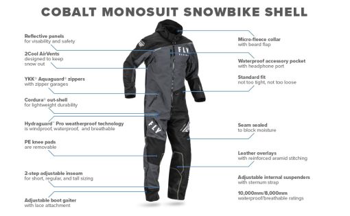 Monosuit Fly Racing 2023 Cobalt Shell (Negro/Gris/Amarillo Fluorescente, Extra Grande) - Imagen 4