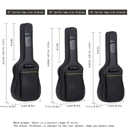 Funda para Guitarra Acustica Evil Hair 38 39 Pulgadas con 0.3 Pulgadas de Acolchado Grueso Impermeable y Correa Ajustable Doble Bolsillo Delantero con Gancho para Colgar en la Espalda (39 pulgadas) - Imagen 4