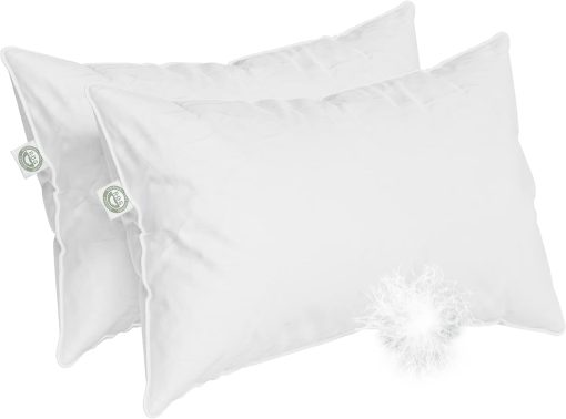 Set de 2 Almohadas Estandar East Coast Bedding - Almohada de Lujo Suave para una Cama de Lujo - Almohada 100% Pluma de Ganso Europeo 800FP - Almohada Sin Plumon para Dormir