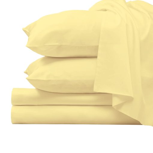 Juego de sabanas de algodon 100% de lujo Pizuna Pure California King Mellow Yellow, 1000 Hilos de algodon de fibra larga, gruesas sabanas de Cal King con bolsillo profundo de 15" (Juego de sabanas de cama de algodon peinado)