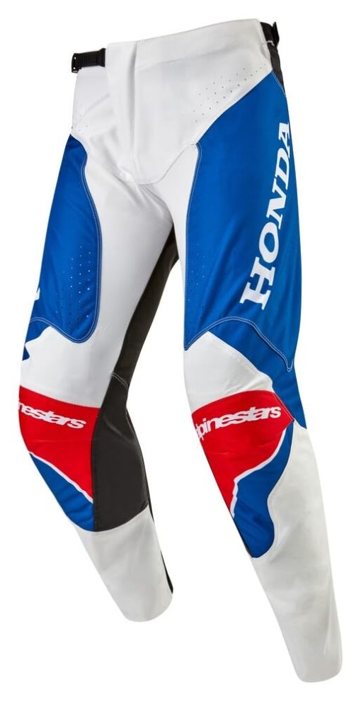 Alpinestars Honda Racer Iconic Pantalones de Motocross (Blanco/Azul Brillante/Rojo Brillante, 32)