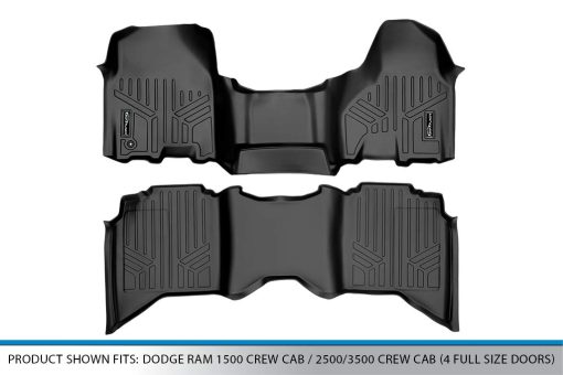 Juego de tapetes MAXLINER para 2 filas de asientos negro para Dodge Ram 1500 Crew Cab 2009-2012 / Ram 2500/3500 Crew Cab 2010-2012 (4 puertas de tamano completo) - Imagen 5