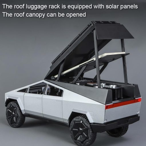 EROCK 1:24 Modelo de Coche de Camping RV, Juguete de Remolque Pickup - Modelo de Camioneta con Funcion de Sonido y Luces, Regalos Adecuados, Decoraciones, Coleccionables (Camping RV Plata) - Imagen 4