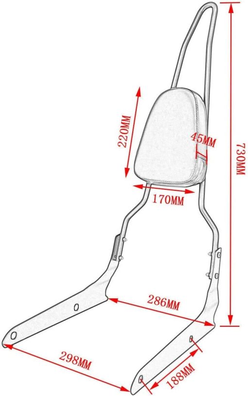 Respaldo del asiento trasero de la motocicleta con barra de soporte para Honda Shadow Spirit 750 VT750 VT750C2 2007-2014 Phantom 750 VT750C2B 2010-2019 - Imagen 3