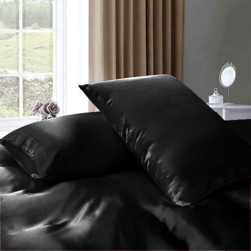 Edredon de saten sedoso Cloud Fino | Puntada en caja | 300 GSM | Edredon hipoalergenico | Suave edredon de cama | Lavable a maquina | Ropa de cama acolchada sexy - Twin/Twin XL Negro - Imagen 3