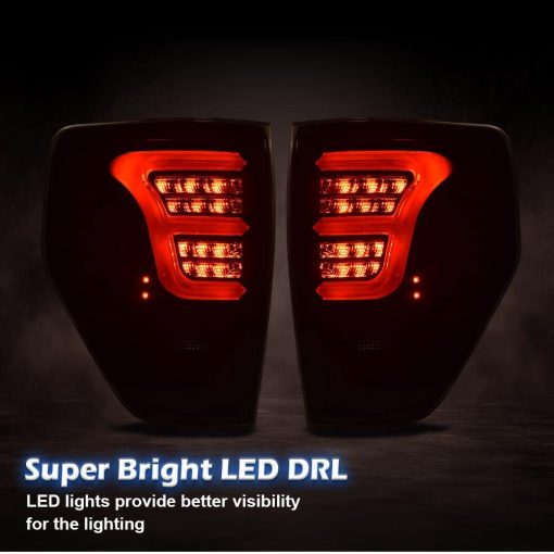 PIT66 Luz Trasera LED Luces de Freno y Estacionamiento Compatible con Ford F150 2009-2014 BL3Z13405B, BL3Z13404B, BL3Z13405AA, BL3Z13404AA Lente Ahumado (con barra de luz blanca y arnes de cableado) - Imagen 5