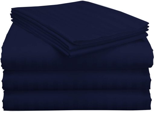 Juego de sabanas divididas (5 piezas) para California King ajustable 100% algodon egipcio 800 hilos Set de sabanas California King divididas, bolsillo profundo de 15", sabanas para cama ajustable, rayas azul marino