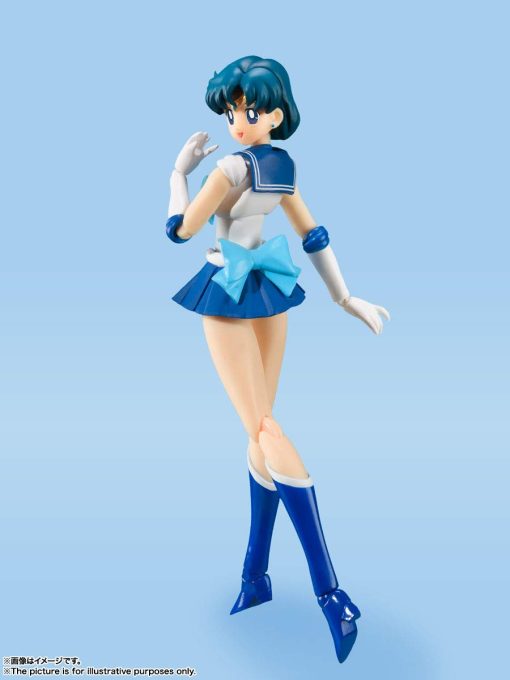 S.H. Figuarts Sailor Moon Sailor Mercury - Edicion de Color de Animacion - (Version de Reventa), Aproximadamente 5.5 pulgadas (140 mm), Figura de Accion Pre-pintada de PVC y ABS - Imagen 5