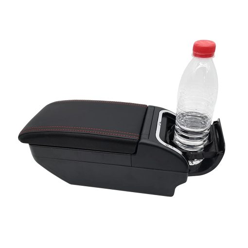 YJYWZH para Mitsubishi Mirage Attrage 2014-2024 Caja de reposabrazos Consola central Caja de almacenamiento manual Consolas centrales con 4 puerto USB Portavasos Reposabrazos Doble capa Negro (4 USB Negro con hilo rojo) - Imagen 4