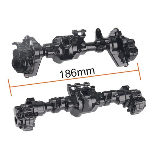 Conjunto de Carcasa de Eje Delantero y Trasero de Aleacion de Aluminio para Coche Crawler RC 1/10 Traxxas TRX4, Reemplaza la Carcasa de Ejes de Plastico Original (Negro) - Imagen 2