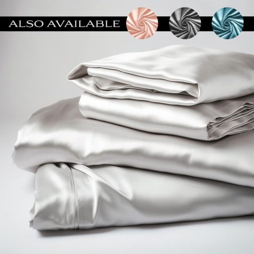 Juego de sabanas 100 por ciento de rayon derivado de bambu de Lunar con correas en las esquinas, para personas que duermen calientes, suaves, ligeras, bolsillos extra profundos de 18? (Un juego) (Blanco Escarchado, King Dividido) - Imagen 2