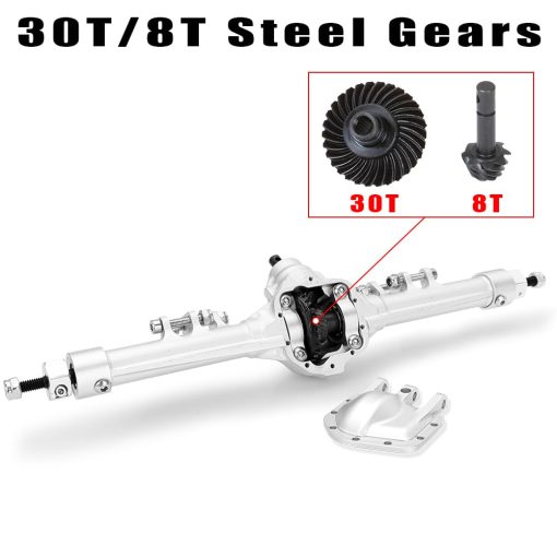 Set de ejes delanteros y traseros de aluminio GLOBACT para 1/10 Axial SCX10 I II RC Crawler Car Upgrade Accessories (Plata) - Imagen 3