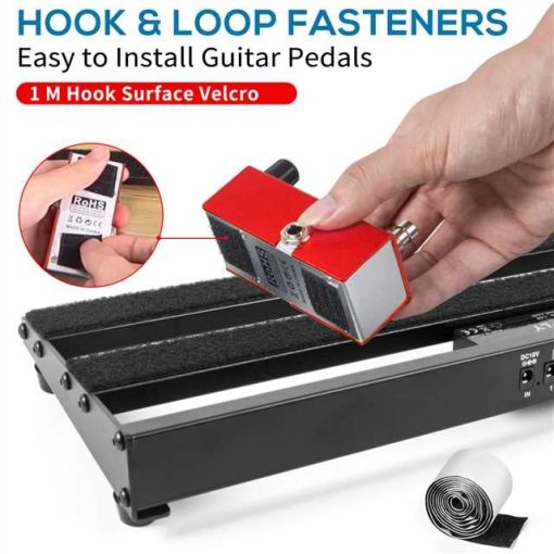 Pedalera de Guitarra AKLOT con Fuente de Alimentacion Incorporada Pedalera de Efectos para Guitarras Aleacion de Aluminio 19" x 5" con Bolsa, Cable de Pedal, Velcro - Imagen 4