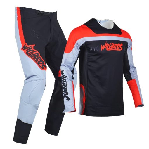 Conjunto de Jersey y Pantalon de Motocross Willbros para Moto Offroad MX Equipo de Carreras para Hombres Adultos Negro Gris Rojo (Jersey S Pantalon 30) - Imagen 3