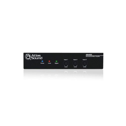 Atlas Sound MA40G Amplificador de Mezclador Global de 3 Canales 40 Vatios Entrada Balanceada de Microfono/Linea/Tel