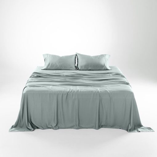 Juego de sabanas de lujo Olive + Crate Luxury Series 100% Tencel Eucalyptus en tamano Queen - 4PC Sabanas de cama super suaves y frescas | Bolsillo profundo de 18'' Sabana plana, sabana ajustable y 2 fundas de almohada de eucalipto - Imagen 4