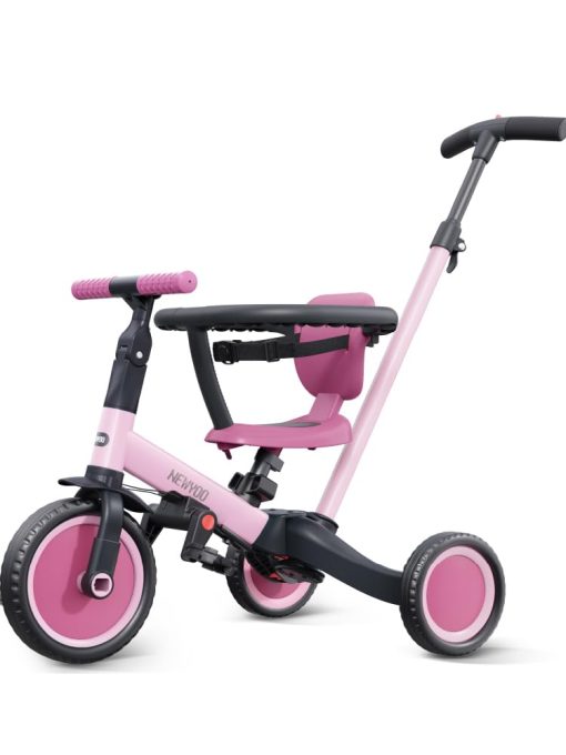 Triciclo para niños de 1 a 3 años, Bicicleta para niños, 5 en 1 Triciclo con Mango de Empuje, Regalo de Navidad y Cumpleaños y Juguete para Niñas, Convertible a Bicicleta de Equilibrio para Bebes, Rosa, TR008