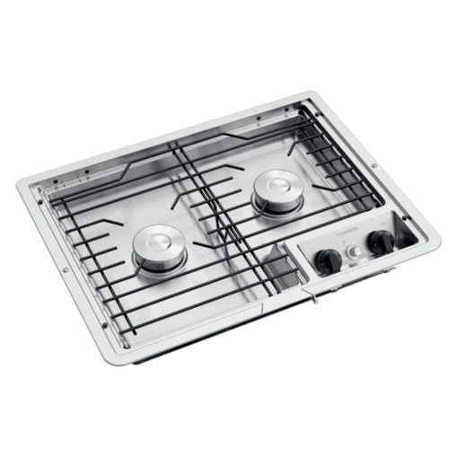 Dometic Drop-In Cooktop - Cocina de Dos Quemadores Empotrable Hierro Fundido/Rejilla de Alambre Plano - Estufa 12V para Cocinas de RV y Campamentos al Aire Libre