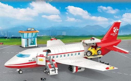 Avion de Pasajeros Blanco y Rojo del General Jim con 720 Piezas de Bloques de Construccion Modulares Juguete con Torre de Control, Vehiculo de Servicio y Motocicleta para Adolescentes y Adultos - Imagen 4