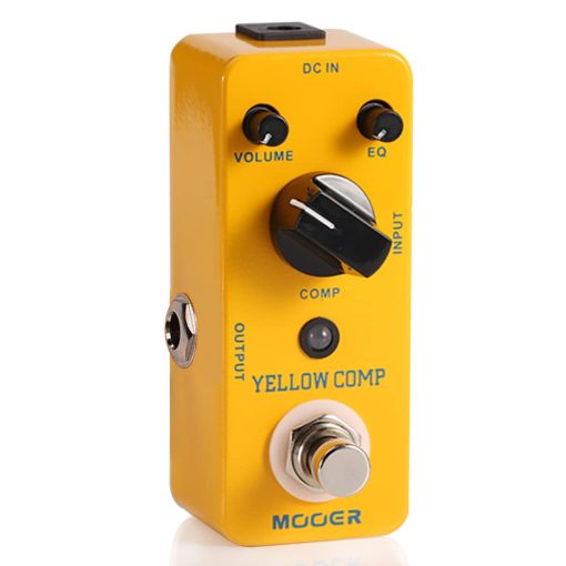Pedal de compresor MOOER, Yellow Comp Mini Portable Compression con True Bypass, EQ y Volumen Ajustable, Pedales de Compresor optico Clasico para Guitarra Electrica Bajo