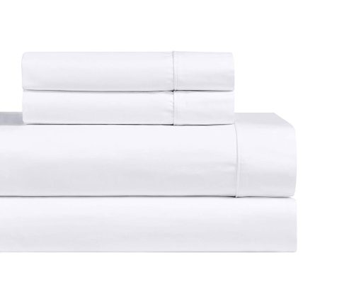 Juego de sabanas de algodon de 1000 hilos de lujo Royal Hotel Bedding, material 100% algodon, fresco, duradero, suave y transpirable, sabanas de bolsillo profundo en tamaño Queen, blanco