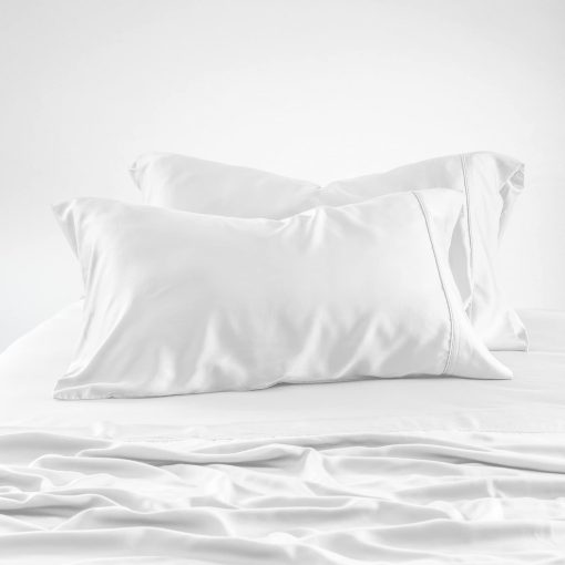 Juego de sabanas Split King de Olive + Crate para cama ajustable, 100% fibra de eucalipto Tencel certificada de Austria, Mejor que seda lino y algodon, Sabanas refrescantes para durmientes calurosos, Blanco Nieve (106" x 107") - Imagen 6