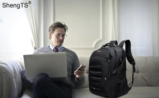 Mochila de Viaje para Laptop SHENGTS de 19 Pulgadas con Puerto de Carga USB Mochila de Negocios para la Universidad Bolsa Estilizada - Imagen 3