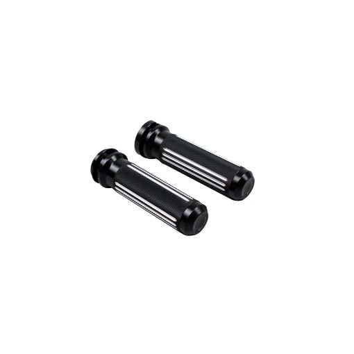 Agarre de mano de aluminio negro y plateado CNC-Cut POWERJAMES para Harley Davidson Softail Dyna Sportster TouringModels con TBW (Throttle by Wire) (Negro)