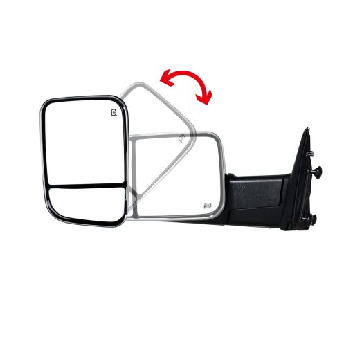 Espejo de remolque nuevo cromado con sensor de temperatura para Dodge Ram 2009-2010 1500, 2010-2015 2500 3500 Espejos de remolque con punto ciego con indicador de giro, luces de charco - Imagen 6