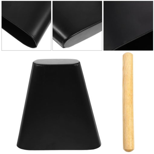 EXCEART 6 Pulgadas Campana de Vaca de Metal con Mazo de Madera Instrumento Musical de Percusion Bocina de Vaca Ruido Creador Accesorios de Tambor Negro - Imagen 3