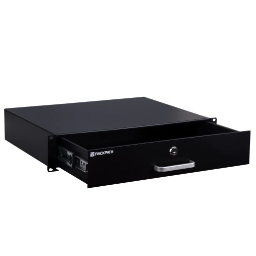 Cajon de montaje en rack RackPath 2U para racks o gabinetes de equipo de audio/video/Redes/DJ de 19 pulgadas con cerradura y llave