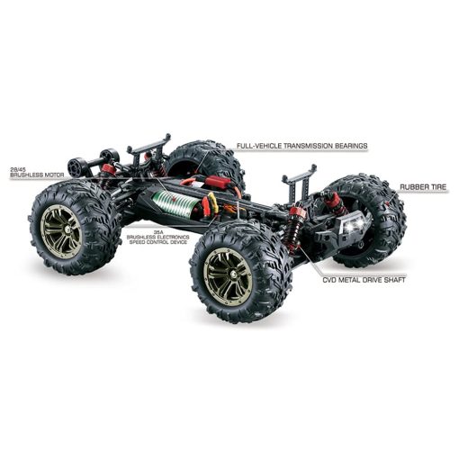 Coche Monster Truck RC de alta velocidad FMTStore FMT Brushless 52km/h 1:16 Control Remoto Todo Terreno 4WD Resistente a los Golpes Impermeable RTR Hobby Cars (Azul) - Imagen 6