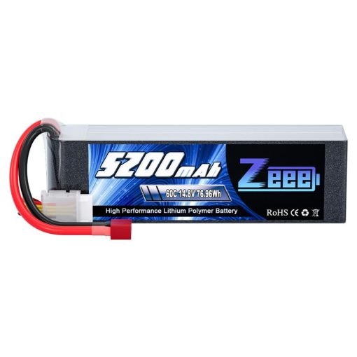 Bateria Lipo Zeee 4S 5200mAh 14.8V 60C con Funda Suave y Conector T Deans para Avion RC Cuadricoptero Helicoptero Coche RC Camion RC Barco