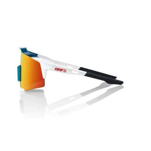 Lentes de rendimiento deportivo para ciclismo 100% SPEEDCRAFT (Gloss Metallic Bora/Matte White - Lente Rojo Espejo de Capa Multiple) - Imagen 3