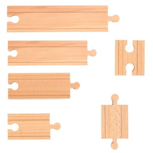Ytzada 50PCS Juego de Vias de Tren de Madera para Ninos de 3 4 5 Anos, Regalo de Navidad y Cumpleanos, Conectores Rectos Compatibles con Todas las Principales Marcas de Vias de Tren