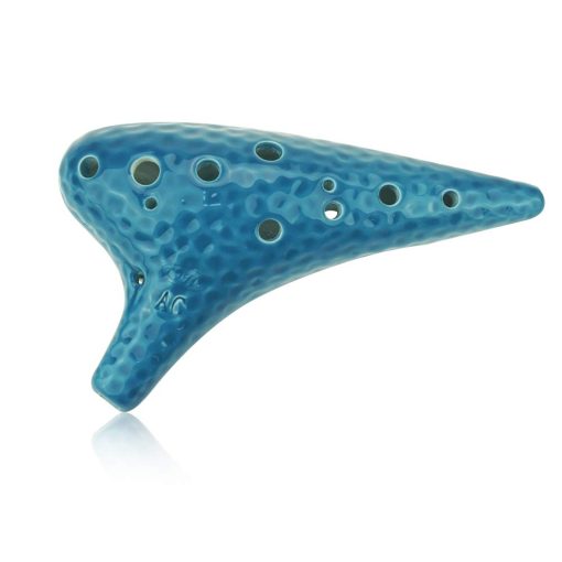 OcarinaWind "Ocean Wave" Ocarina Ceramica de 12 Agujeros Profesional Coleccionable con Artesania de Grieta de Hielo, Tono Alto C